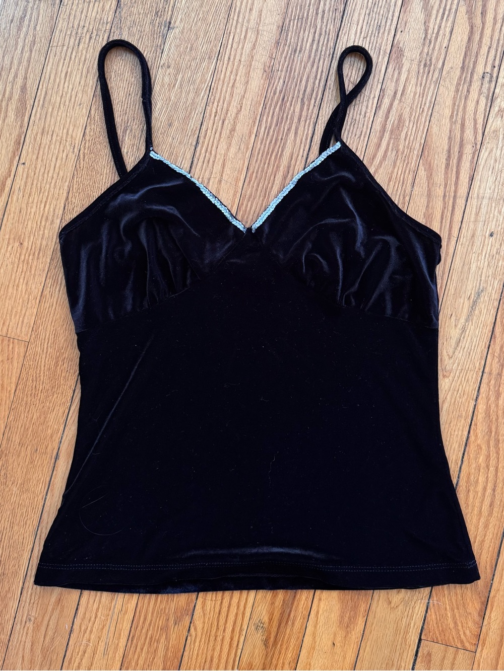 90’s Black Velvet Camisole with Silver Trim